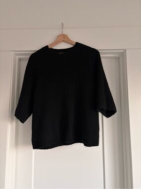 & Other Stories Black Ribbed Crewneck Sweater